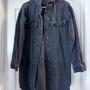 Dark Gray Denim Shirt Jacket